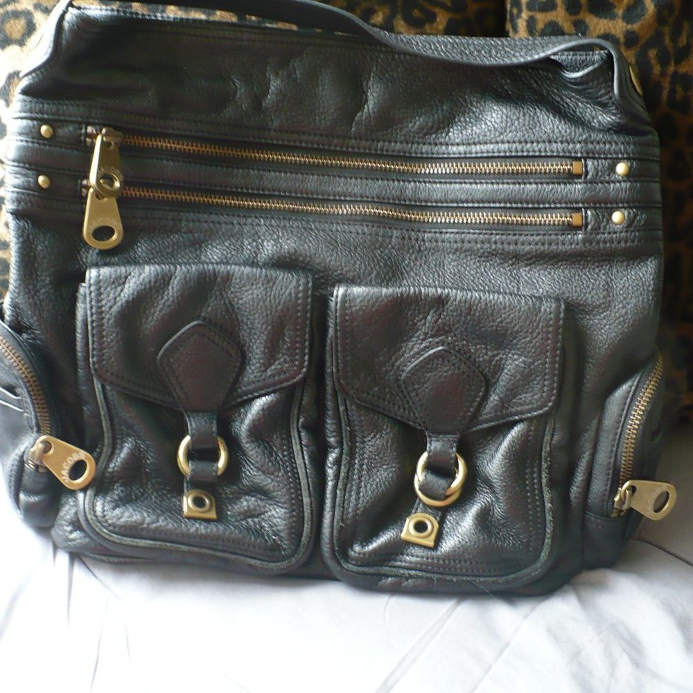 ❤️ MARC JACOBS Vintage Black Pebbled Leather Bag Handbag Shoulder